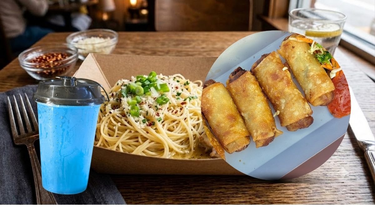 Mega Combo — any Garlic Noodle Combo with Veg Cigar Rolls and a Mocktail